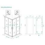 Wiesbaden Wiesbaden Skyline hoekinstap met 2 schuifdeuren 90x90cm | Mat zwart | 8mm NANO