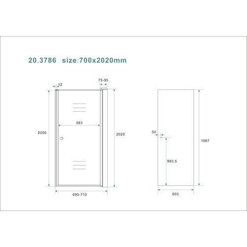 Wiesbaden nisdeur met profiel 700x2000 8mm NANO rookglas Wiesbaden Wiesbaden nisdeur met profiel 700x2000 8mm NANO rookglas