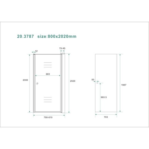 Wiesbaden nisdeur met profiel 800x2000 8mm NANO rookglas Wiesbaden Wiesbaden nisdeur met profiel 800x2000 8mm NANO rookglas
