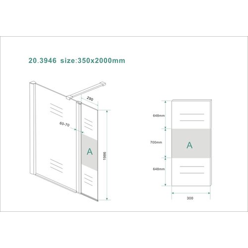 Wiesbaden Zijpaneel 35 x 200cm met scharnierprofiel links | Chroom | met 10 mm NANO Matglas Wiesbaden Wiesbaden Zijpaneel 35 x 200cm met scharnierprofiel links | Chroom | met 10 mm NANO Matglas