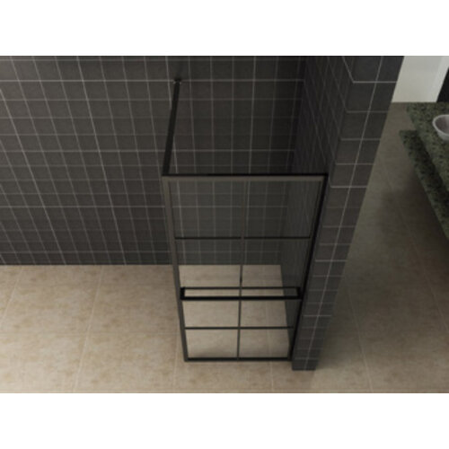 Wiesbaden Maaz inloopdouche met raster en handdoekhouder 10mm nano 90cm x 200cm | Mat zwart Wiesbaden Wiesbaden Maaz inloopdouche met raster en handdoekhouder 10mm nano 90cm x 200cm | Mat zwart