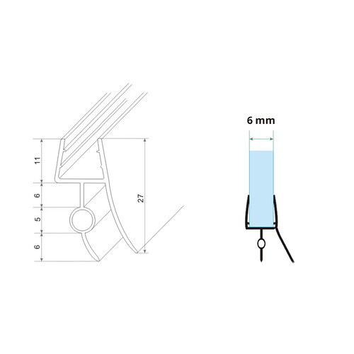 Xellanz Xellanz Rubber strip 6mm 56cm tbv onderzijde badwand 20.3895