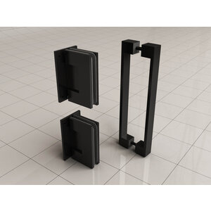 Wiesbaden Wiesbaden Scharnierset en greep voor profielloze nisdeur | Mat zwart Wiesbaden Scharnierset en greep voor profielloze nisdeur | Mat zwart