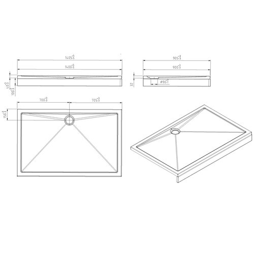 Wiesbaden Voorzetpaneel met poten T.B.V. douchebak acryl 140x90x4cm | Wit Wiesbaden Wiesbaden Voorzetpaneel met poten T.B.V. douchebak acryl 140x90x4cm | Wit