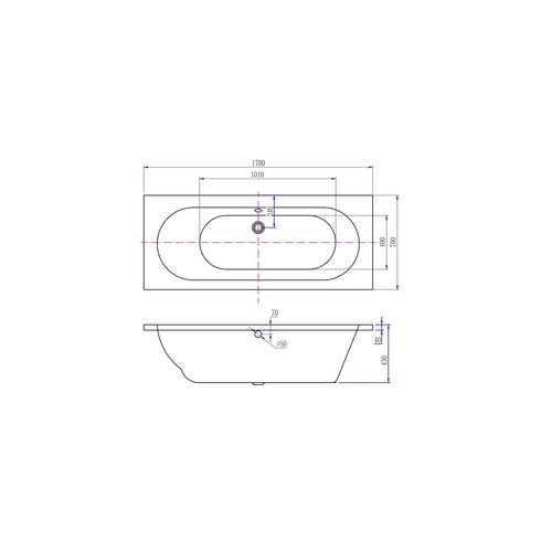 Wiesbaden Portus RD inbouw duo ligbad 170x70x43 cm glans wit Wiesbaden Wiesbaden Portus RD inbouw duo ligbad 170x70x43 cm glans wit