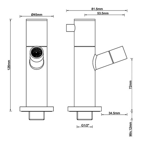 Wiesbaden Amador fonteinkraan met muurbevestiging 1/2'' | Gunmetal Wiesbaden Wiesbaden Amador fonteinkraan met muurbevestiging 1/2'' | Gunmetal