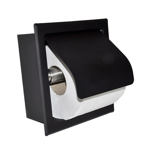 Wiesbaden Sunk inbouw toiletrolhouder met klep | Mat zwart Wiesbaden Wiesbaden Sunk inbouw toiletrolhouder met klep | Mat zwart