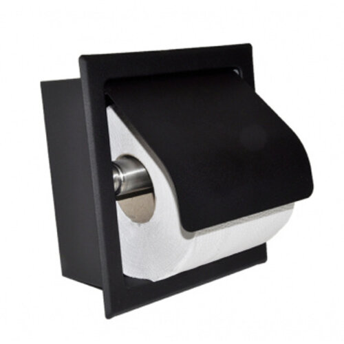 Wiesbaden Sunk inbouw toiletrolhouder met klep | Mat zwart Wiesbaden Wiesbaden Sunk inbouw toiletrolhouder met klep | Mat zwart