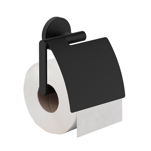 Wiesbaden Wiesbaden Alonzo toiletrolhouder met klep | Mat zwart