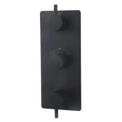 Wiesbaden Caral afbouwdeel inbouwthermostaat 3 weg | Mat zwart Wiesbaden Wiesbaden Caral afbouwdeel inbouwthermostaat 3 weg | Mat zwart