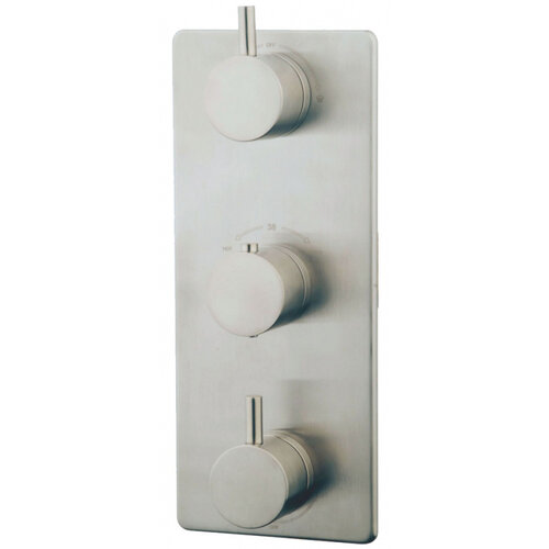 Wiesbaden Caral afbouwdeel inbouwthermostaat 3 weg | Geborsteld staal Wiesbaden Wiesbaden Caral afbouwdeel inbouwthermostaat 3 weg | Geborsteld staal