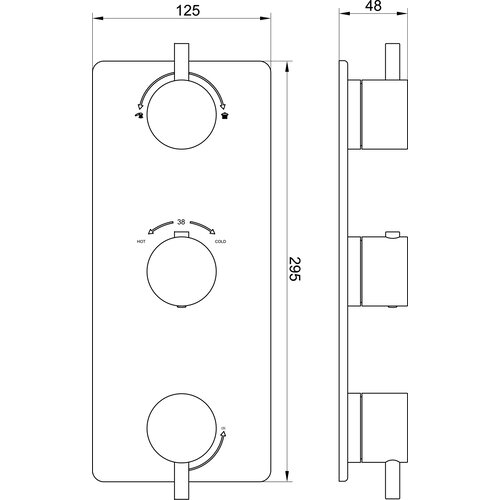 Wiesbaden Caral afbouwdeel inbouwthermostaat 3 weg | Geborsteld staal Wiesbaden Wiesbaden Caral afbouwdeel inbouwthermostaat 3 weg | Geborsteld staal