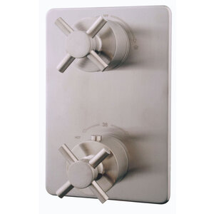 Wiesbaden Wiesbaden Cross afbouwdeel inbouwthermostaat 2 weg | Geborsteld staal Wiesbaden Cross afbouwdeel inbouwthermostaat 2 weg | Geborsteld staal