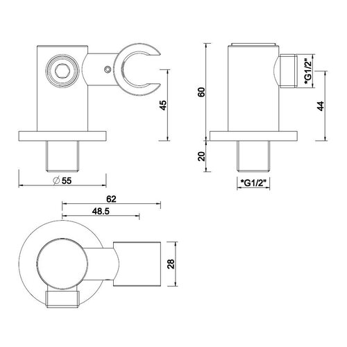 Wiesbaden Wandaansluitbocht met kantelbare handdouchehouder rond 1/2" | Mat zwart Wiesbaden Wiesbaden Wandaansluitbocht met kantelbare handdouchehouder rond 1/2" | Mat zwart