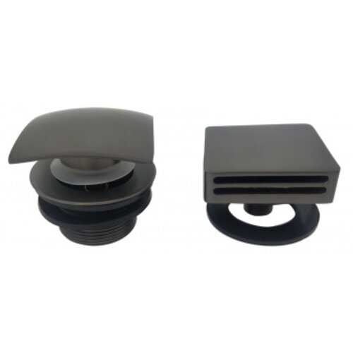 Wiesbaden Set knop/plug Badoverloopcombinatie met vulfunctie vierkant | Gunmetal Wiesbaden Wiesbaden Set knop/plug Badoverloopcombinatie met vulfunctie vierkant | Gunmetal