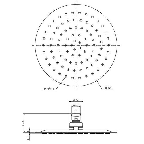 Wiesbaden Wiesbaden UFO Luxe hoofddouche rond 200mm Ultra plat | Chroom