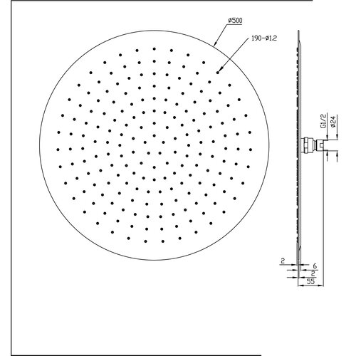 Wiesbaden Wiesbaden UFO Luxe hoofddouche rond 500mm Ultra plat | Chroom