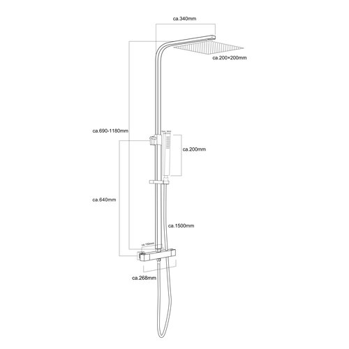 Xellanz Xellanz Twenty eco thermostatische regendoucheset opbouw vierkant chroom