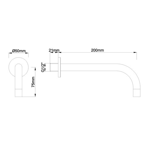 Wiesbaden SLIM 18mm uitloop rond 20cm 1/2" | Chroom Wiesbaden Wiesbaden SLIM 18mm uitloop rond 20cm 1/2" | Chroom