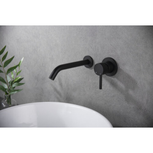 Wiesbaden Ribbd inbouw-wastafelmengkraan eenhendel compleet | Mat zwart Wiesbaden Wiesbaden Ribbd inbouw-wastafelmengkraan eenhendel compleet | Mat zwart