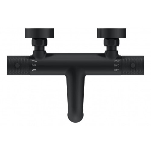 Wiesbaden Ribbd thermostatische badmengkraan hartafstand 15cm | Mat zwart Wiesbaden Wiesbaden Ribbd thermostatische badmengkraan hartafstand 15cm | Mat zwart