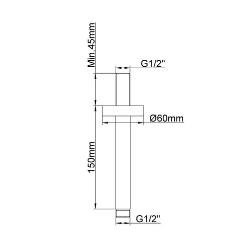 Wiesbaden Wiesbaden Caral douchearm met plafondbevestiging 15cm | Geborsteld koper