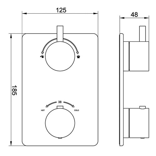 Wiesbaden Caral afbouwdeel inbouwthermostaat 2 weg | Gunmetal Wiesbaden Wiesbaden Caral afbouwdeel inbouwthermostaat 2 weg | Gunmetal