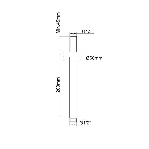 Wiesbaden Caral douchearm met plafondbevestiging 20cm | Gunmetal Wiesbaden Wiesbaden Caral douchearm met plafondbevestiging 20cm | Gunmetal