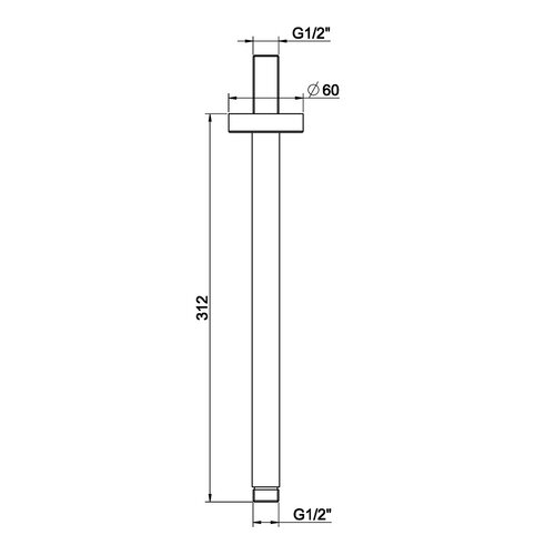 Wiesbaden Wiesbaden Caral douchearm met plafondbevestiging 30cm | Gunmetal