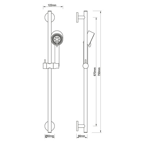Wiesbaden Wiesbaden Cadans luxe glijstangset | Gunmetal