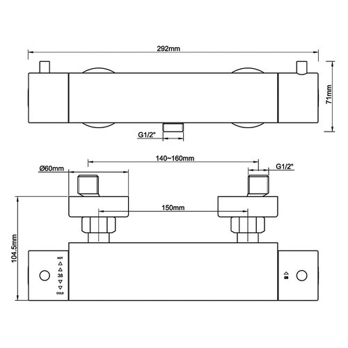 Wiesbaden Cool Touch douchethermostaat | Gunmetal Wiesbaden Wiesbaden Cool Touch douchethermostaat | Gunmetal