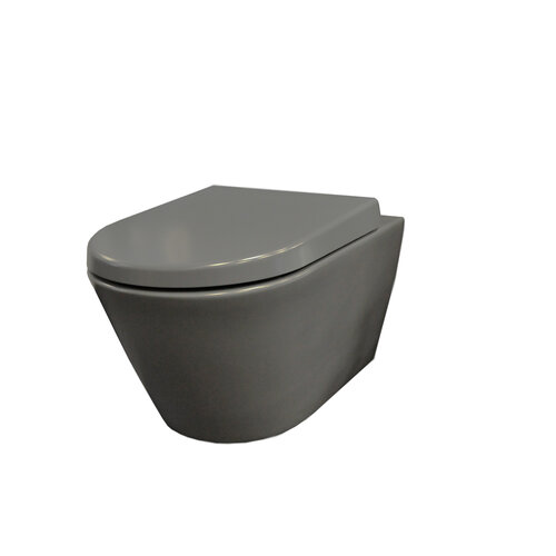 Wiesbaden Stereo wandcloset rimless met Vesta toiletzitting softclose en quick release | Mat grijs Wiesbaden Wiesbaden Stereo wandcloset rimless met Vesta toiletzitting softclose en quick release | Mat grijs