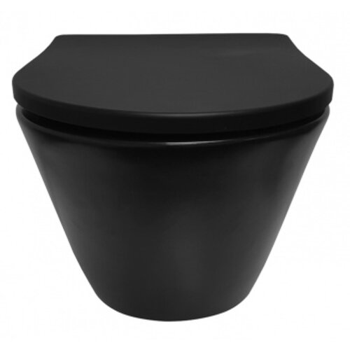 Wiesbaden Stereo rimless wandcloset met Shade toiletzitting | Mat zwart Wiesbaden Wiesbaden Stereo rimless wandcloset met Shade toiletzitting | Mat zwart