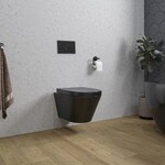 Wiesbaden Wiesbaden Stereo wandcloset rimless met Vesta toiletzitting softclose en quick release | Mat zwart