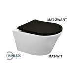 Wiesbaden Wiesbaden Vesta wandcloset rimless | Mat wit | met Shade slim toiletzitting softclose en quick release | Mat zwart