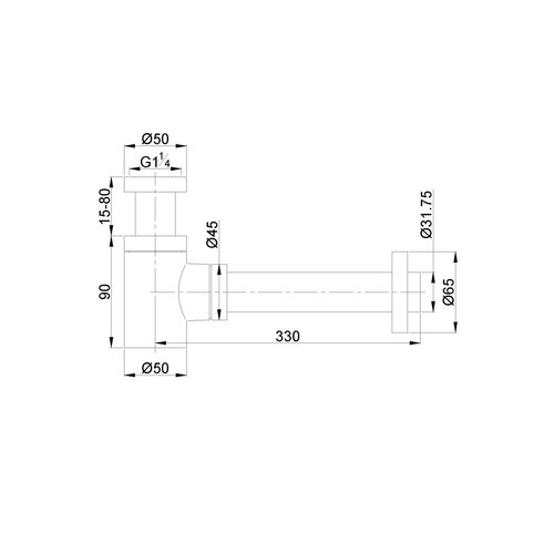 Wiesbaden Star sifon laag 5/4" x32 mm | Mat zwart Wiesbaden Wiesbaden Star sifon laag 5/4" x32 mm | Mat zwart