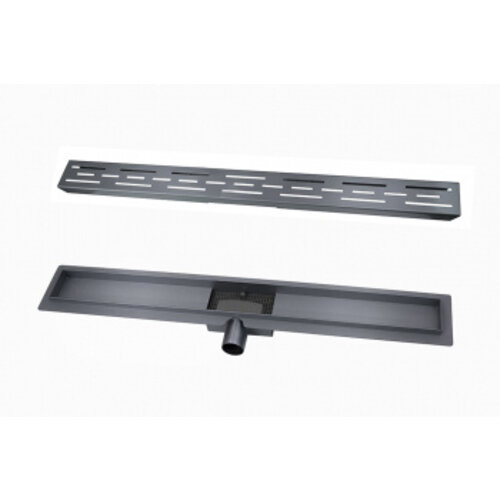 Wiesbaden douchegoot met flens en rooster 90 x 7cm | Gunmetal Wiesbaden Wiesbaden douchegoot met flens en rooster 90 x 7cm | Gunmetal