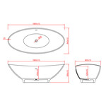 Wiesbaden Wiesbaden Jasmijn Solid Surface vrijstaand bad 186.5x84x59.5cm | Mat wit