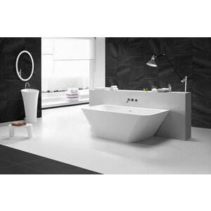 Wiesbaden Wiesbaden Inge Solid surface half vrijstaand bad 180x84x57cm | Mat wit Wiesbaden Inge Solid surface half vrijstaand bad 180x84x57cm | Mat wit