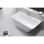 Wiesbaden Inge Solid surface half vrijstaand bad 180x84x57cm | Mat wit Wiesbaden Wiesbaden Inge Solid surface half vrijstaand bad 180x84x57cm | Mat wit