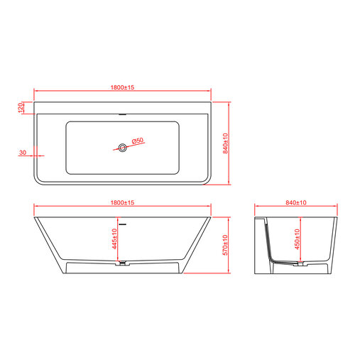 Wiesbaden Inge Solid surface half vrijstaand bad 180x84x57cm | Mat wit Wiesbaden Wiesbaden Inge Solid surface half vrijstaand bad 180x84x57cm | Mat wit