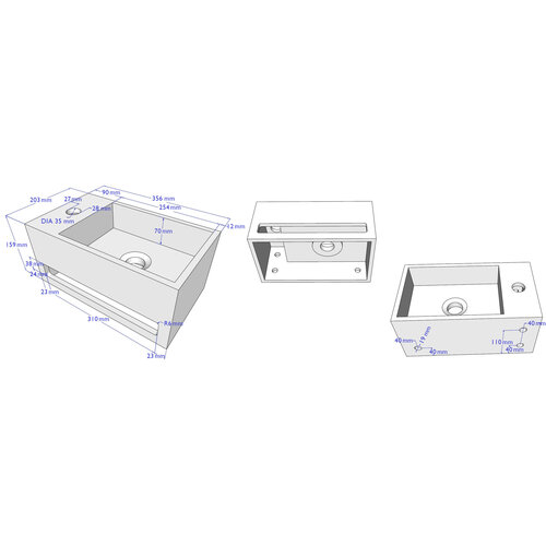 Wiesbaden Julia fontein links Solid surface 35 x 20 x 16cm | Mat wit Wiesbaden Wiesbaden Julia fontein links Solid surface 35 x 20 x 16cm | Mat wit