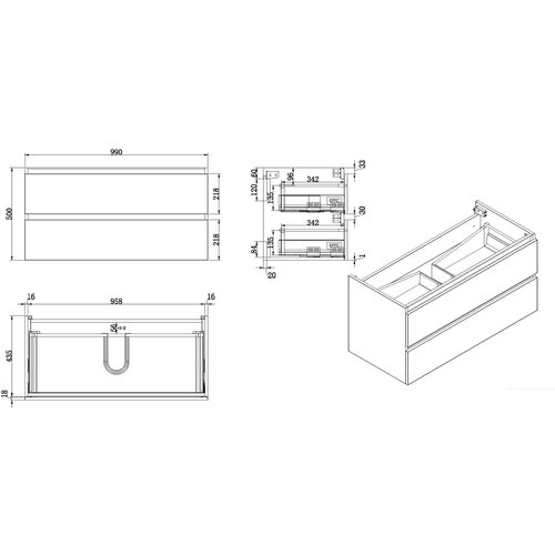 Wiesbaden Vision onderkast met 2 laden 100x46 | Hoogglans grijs Wiesbaden Wiesbaden Vision onderkast met 2 laden 100x46 | Hoogglans grijs