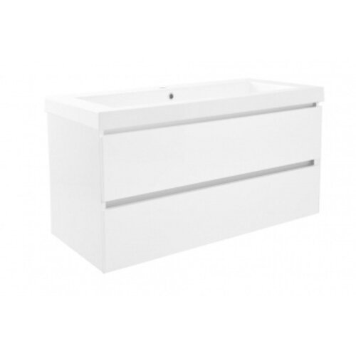 Wiesbaden Vision wastafel enkel met 1 kraangat 100x46x5,5cm kunstmarmer | Glans wit Wiesbaden Wiesbaden Vision wastafel enkel met 1 kraangat 100x46x5,5cm kunstmarmer | Glans wit