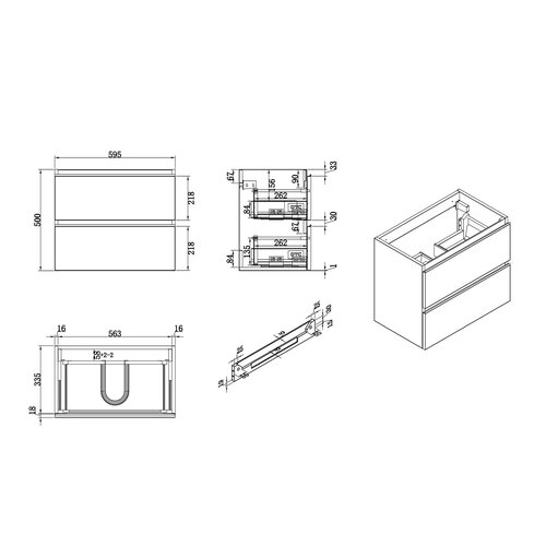 Wiesbaden onderkast 60cmx36cm zonder wastafel | Wit Wiesbaden Wiesbaden onderkast 60cmx36cm zonder wastafel | Wit
