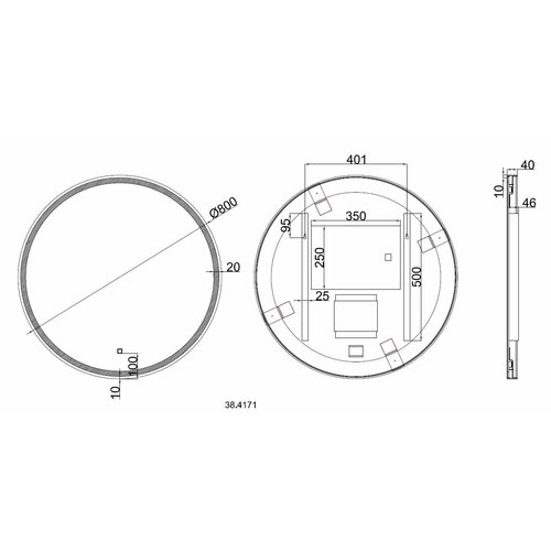 Wiesbaden Wiesbaden Maro spiegel rond met LED, dimbaar en spiegelverwarming 80cm | Mat zwart