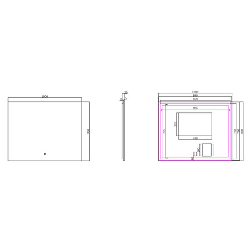 Wiesbaden Wiesbaden Soul spiegel rechthoek met LED, dimbaar en spiegelverwarming 100 x 80cm