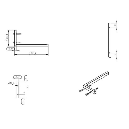 Wiesbaden Geborsteld stalen L- supportbeugel 46x22 Wiesbaden Wiesbaden Geborsteld stalen L- supportbeugel 46x22