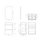 Xellanz Xellanz Mini onderkast met 2 laden mat zwart en wastafel keramiek glans wit 45 cm inclusief spiegel