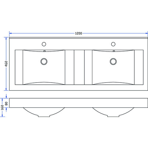 Wiesbaden Tigris wastafel dubbel met 2 kraangaten 120x46x8 cm kunstmarmer glans wit Wiesbaden Wiesbaden Tigris wastafel dubbel met 2 kraangaten 120x46x8 cm kunstmarmer glans wit